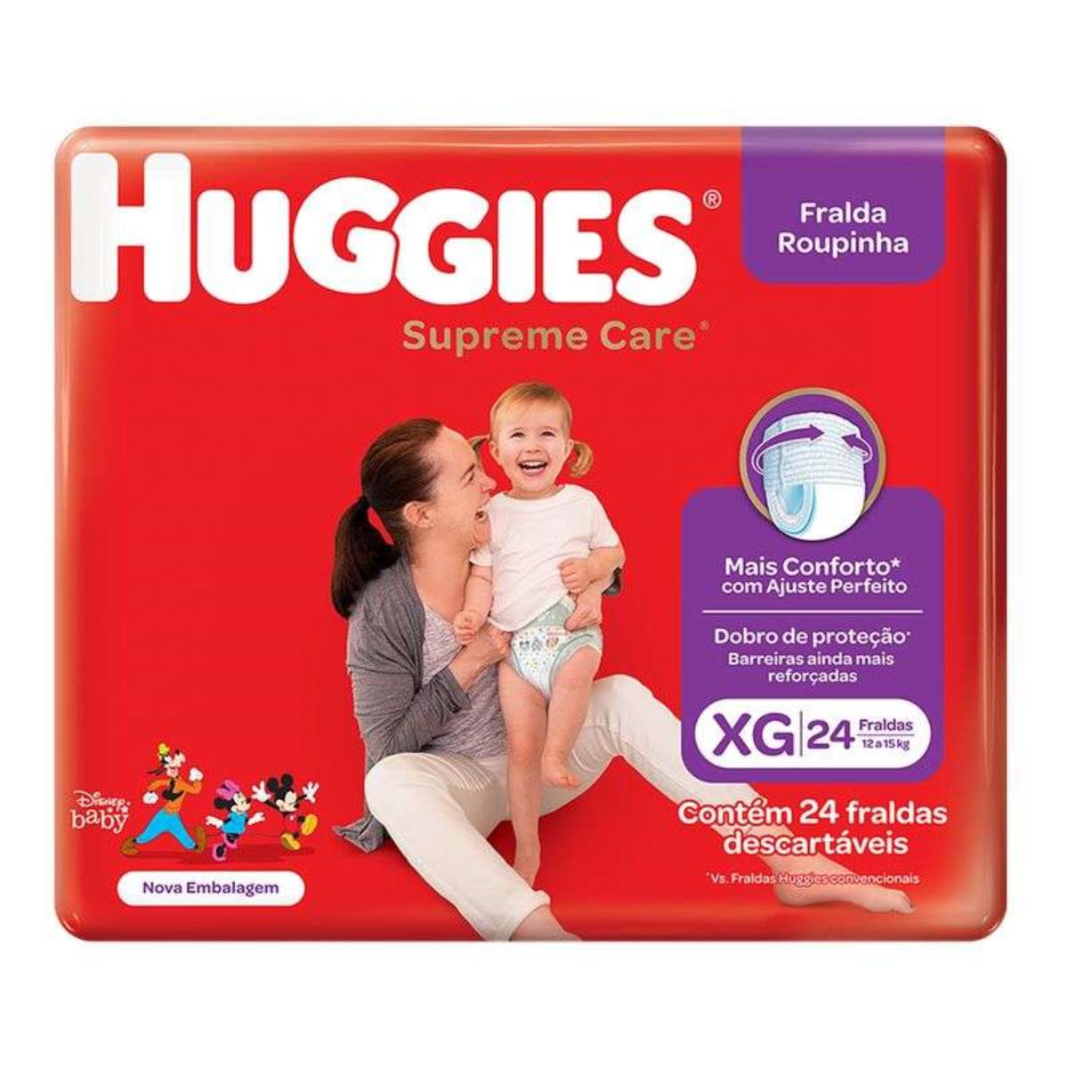 HUGGIES FRALDA DISNEY ROUPINHA SUPREME CARE TAMANHO XG COM 24 UNIDADES