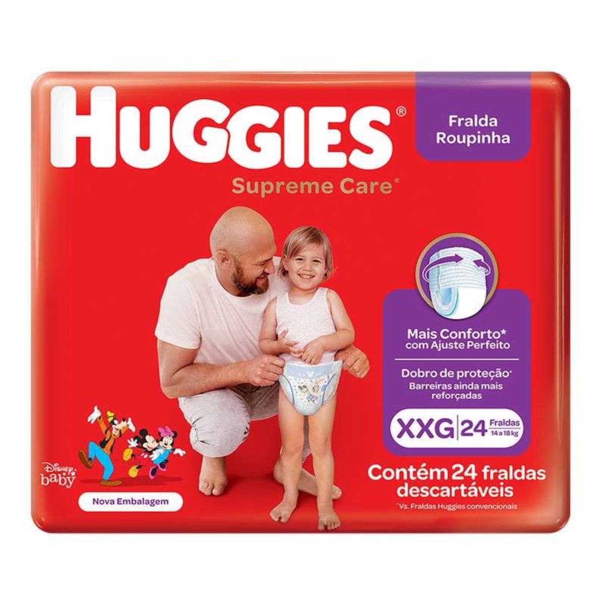 HUGGIES FRALDA DISNEY ROUPINHA SUPREME CARE TAMANHO XXG COM 24 UNIDADES