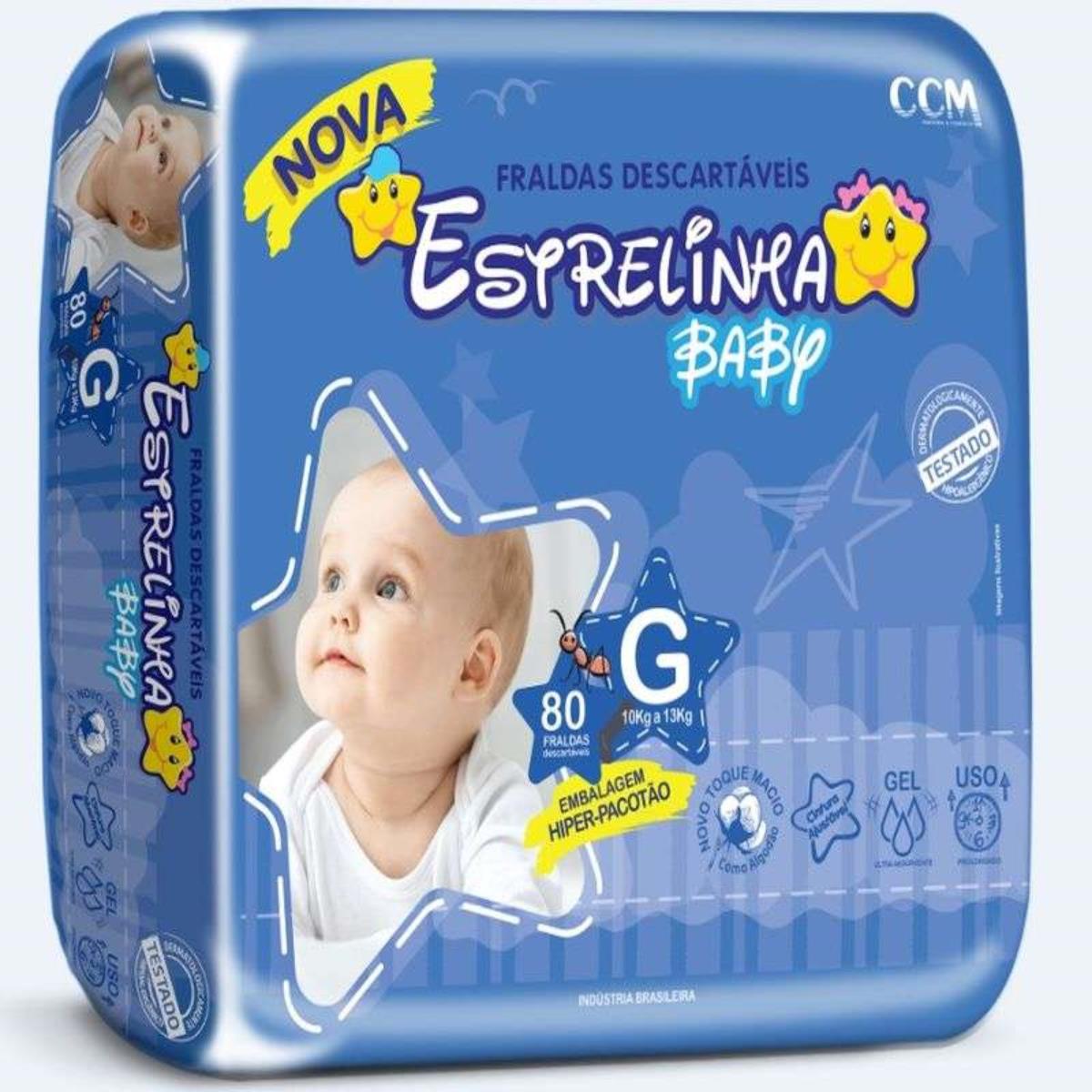 ESTRELINHA BABY FRALDA HIPER TAMANHO G COM 80 UNIDADES