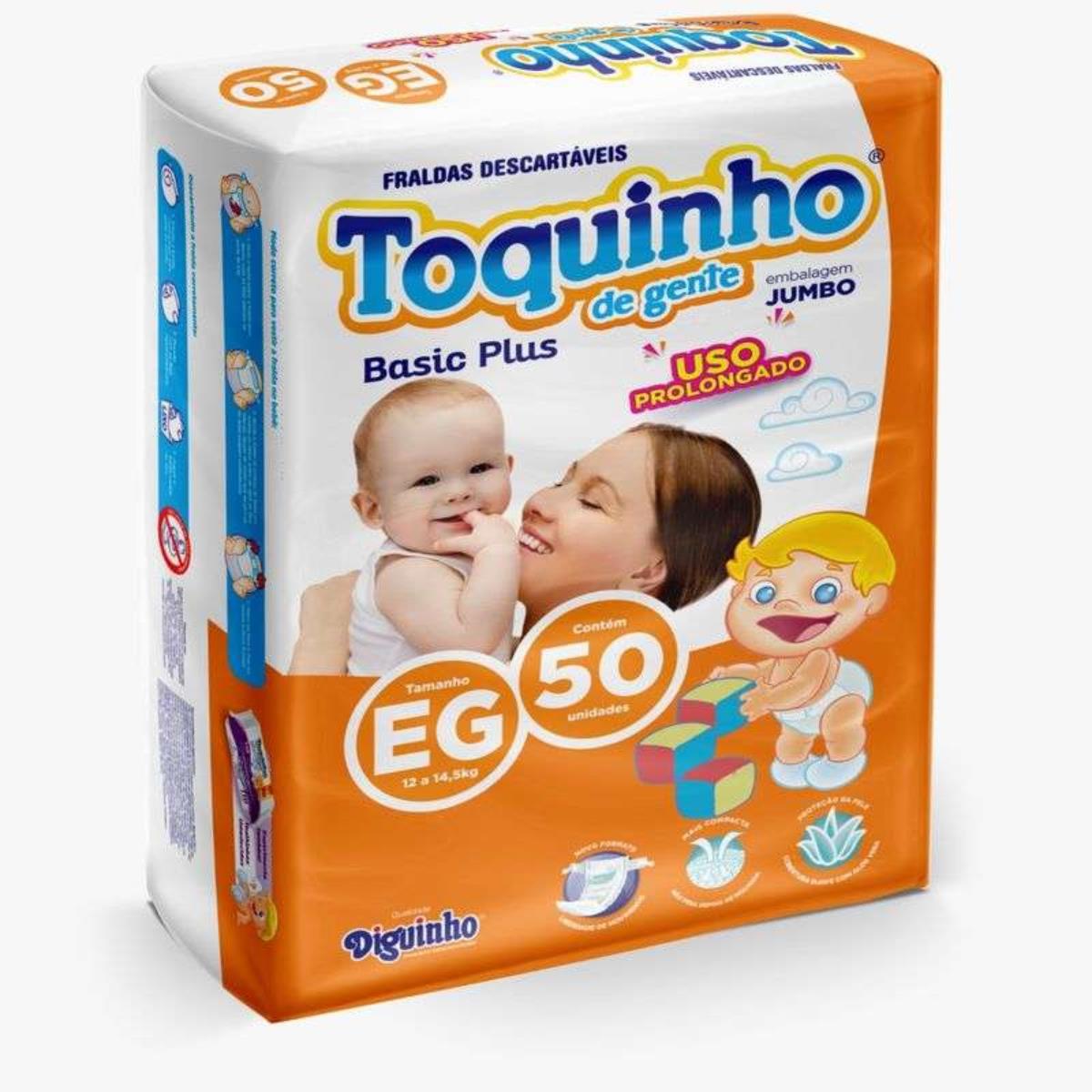TOQUINHO FRALDA JUMBO PLUS TAMANHO EG COM 50 UNIDADES