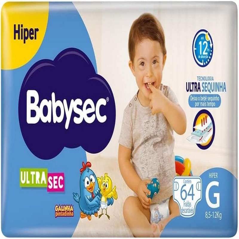 BABYSEC FRALDA ULTRA GALINHA PINTADINHA HIPER G COM 64 UNIDADES