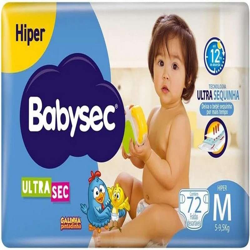 BABYSEC FRALDA ULTRA GALINHA PINTADINHA HIPER M COM 72 UNIDADES