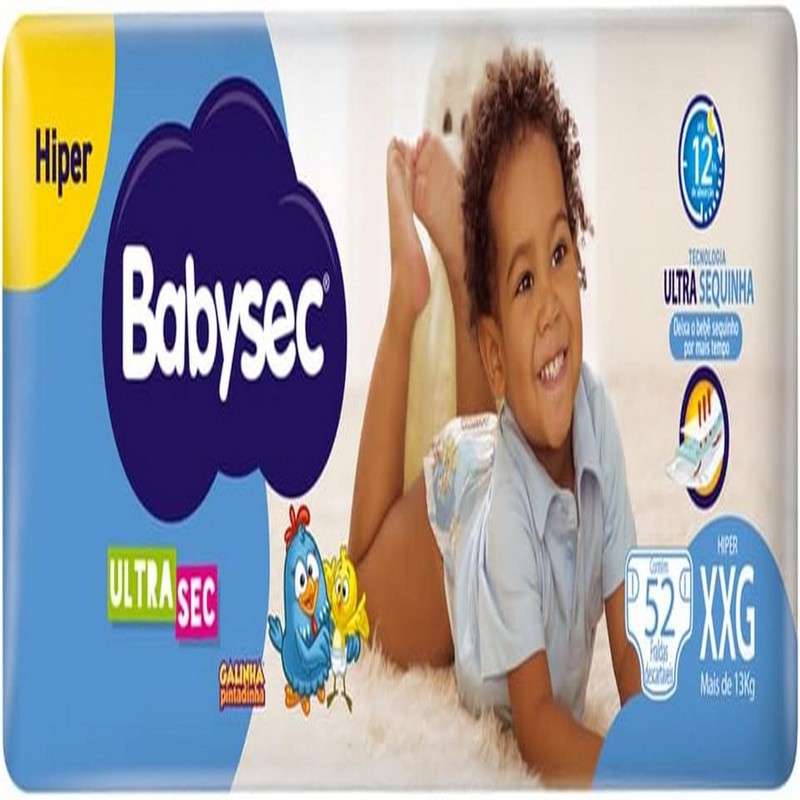 BABYSEC FRALDA ULTRA GALINHA PINTADINHA HIPER XXG COM 52 UNIDADES