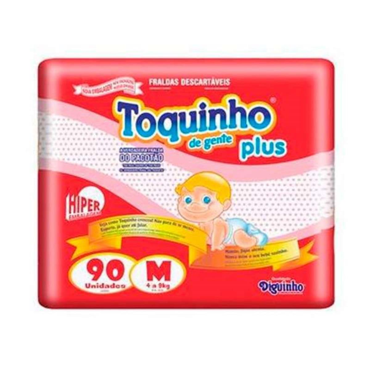 TOQUINHO FRALDA HIPER PLUS TAMANHO M COM 90 UNIDADES
