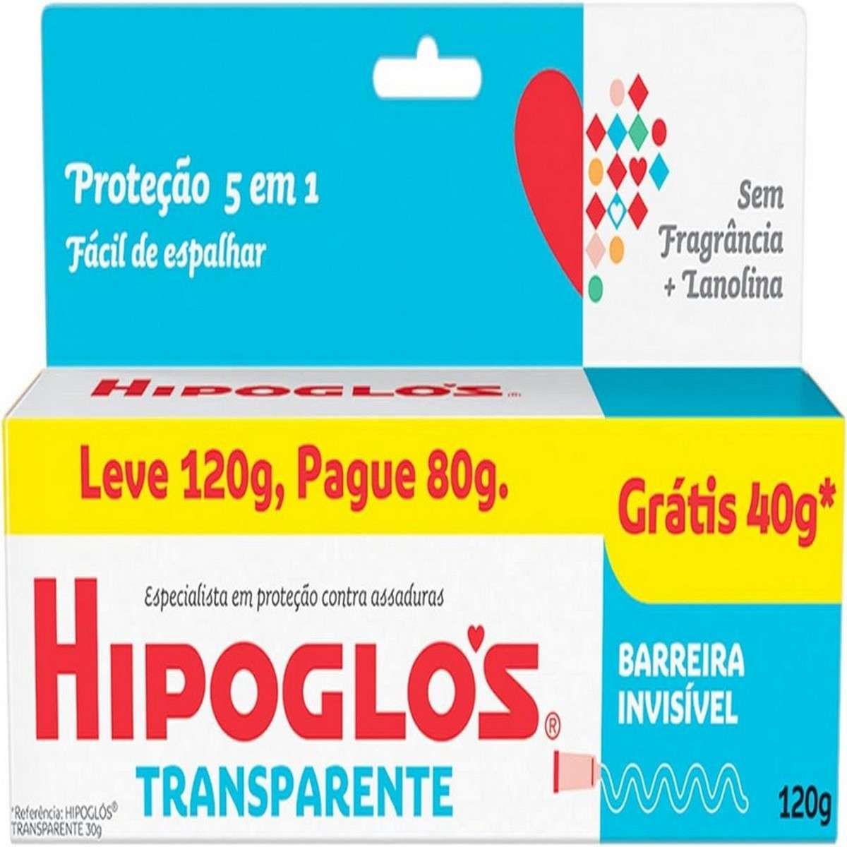 HIPOGLOS CREME PROTETOR INFANTIL TRANSPARENTE LEVE 120 G PAGUE 80 G