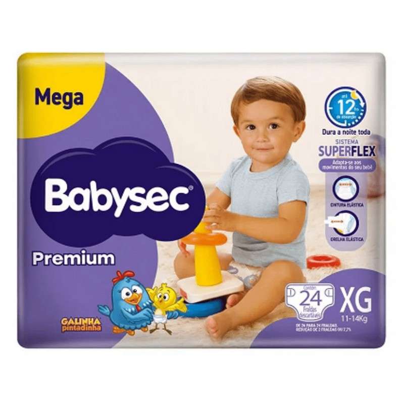 BABYSEC FRALDA PREMIUM GALINHA PINTADINHA MEGA XG COM 24 UNIDADES