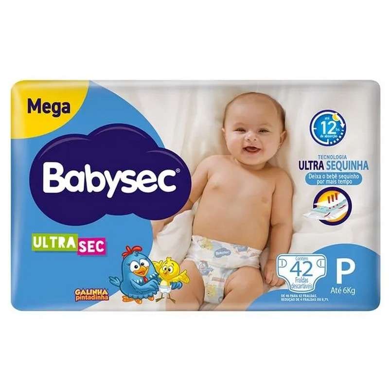 BABYSEC FRALDA ULTRA GALINHA PINTADINHA MEGA P COM 42 UNIDADES