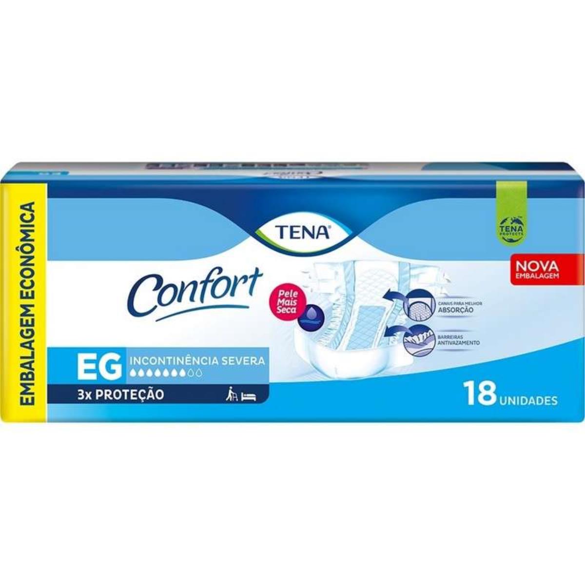 TENA CONFORT PLUS FRALDA TAMANHO EG COM 18 UNIDADES MEGA